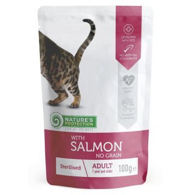Nature‘s Protection Sterilised with Salmon - влажный корм для взрослых кошек после стерилизации с лососем 100 гр (арт. KIK45694)