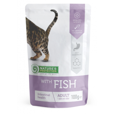 Nature's Protection Intestinal Health with Fish - влажный корм для взрослых кошек с чувствительным пищеварением, с рыбой 100 гр (арт. KIK45194)