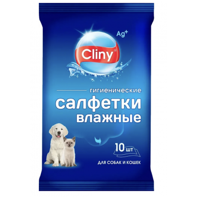 Cliny Влажные гигиенические салфетки для кошек, 10 шт (K101)