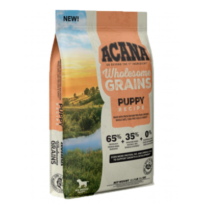 Acana Wholesome Grains Puppy & Junior (65/35) - низкозерновой сухой корм для щенков и собак средних пород, со свежим цыпленком и индейкой