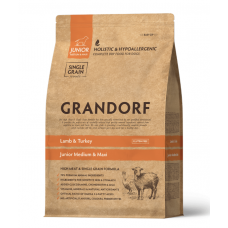 Grandorf  Junior Medium Maxi Lamb Turkey - гипоаллергенный сухой корм для юниоров средних и крупных пород, с ягненком и индейкой