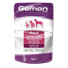 Gemon Pouch Dog Adult Beef Ham - влажный корм для взрослых собак всех пород, с говядиной и ветчиной 100 гр