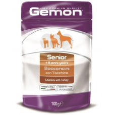 Gemon Pouch Dog Senior - влажный корм для пожилых собак всех пород, с кусочками индейки 100 гр