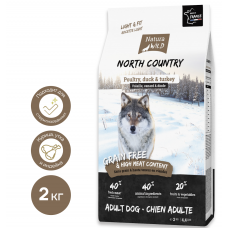 Natura Wild North Country - беззерновой корм для взрослых для собак с избыточным весом, курицей, уткой и индейкой
