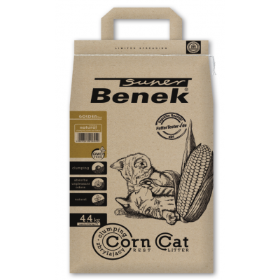Super Benek Corn Cat Golden - наполнитель для котов кукурузный комкующийся улучшенный