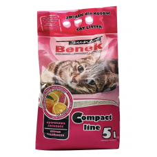 Super Benek Citrus Compact - наполнитель "Цитрусовая свежесть" комкующийся бентонитовый для кошек МЕЛКИЙ