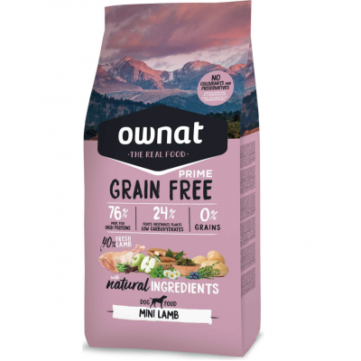 Ownat Grain Free Prime Mini Adult Lamb - cухой корм беззерновой для взрослых собак мелких пород, с ягненком