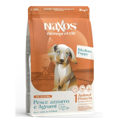 Adragna NAXOS Puppy Medium Maxi Fish Citrus - корм для щенков средних и крупных пород, с рыбой и цитрусом