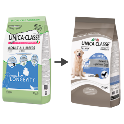Unica Classe Adult All Breeds Longevity для взрослых и пожилых собак всех пород, лосось
