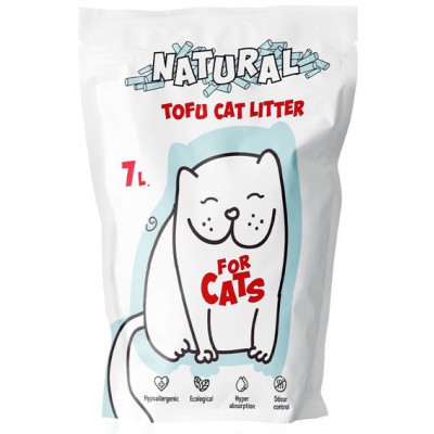 For Cats Tofu Cat Litter Natural Наполнитель для кошачьих туалетов, соевый комкующийся, без запаха, 7л