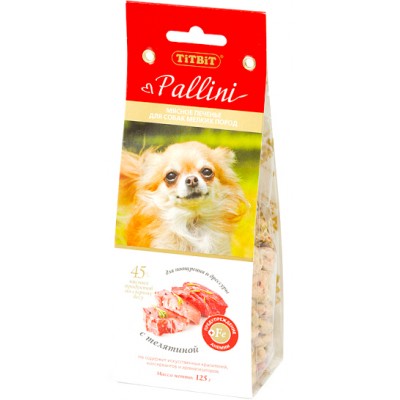 TitBit Печенье Pallini с телятиной для собак,125 г. (арт. 001073)