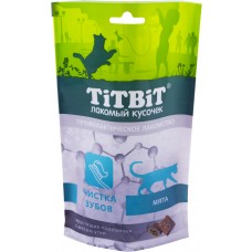 TitBit Хрустящие подушечки для кошек с мясом утки для чистки зубов, 60 г. (арт. 015407)