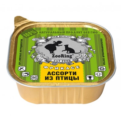 ZooRing Adult Cat Poultry - паштет для кошек, ассорти из птицы, 100г  (арт. 38163)