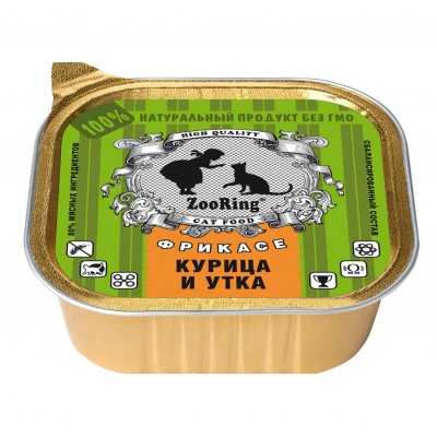 ZooRing Adult Cat Chicken&Duck - паштет для кошек, курица с уткой, 100г  (арт. 38194)